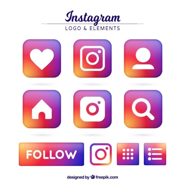 Colorful set of instagram icons Vector | Premium Download