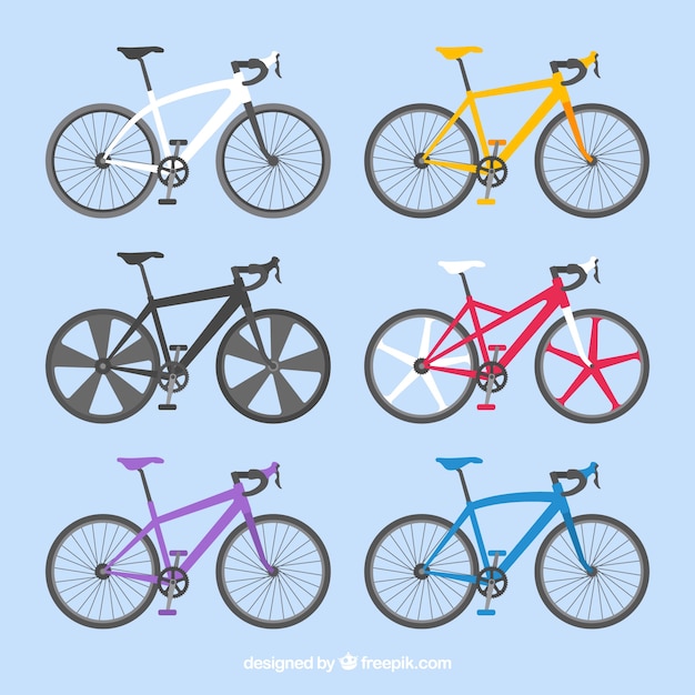 Colorful set of professional bikes Vector | Free Download