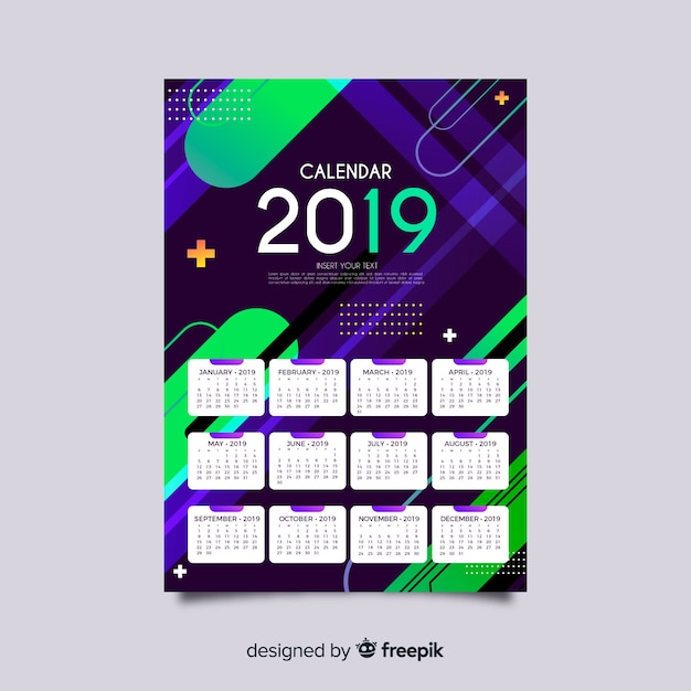 free-vector-colorful-shapes-calendar-template