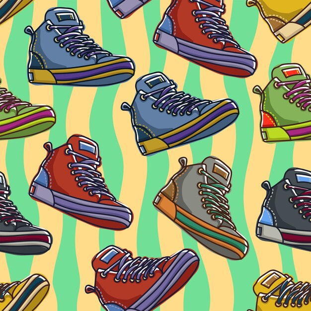 Premium Vector | Colorful shoes seamless pattern