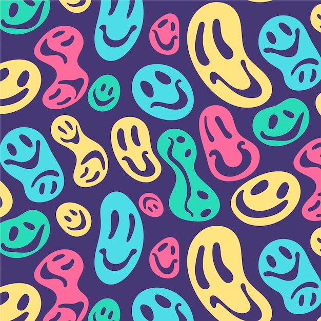 Free Vector Colorful Smile Emoticons Pattern 8083