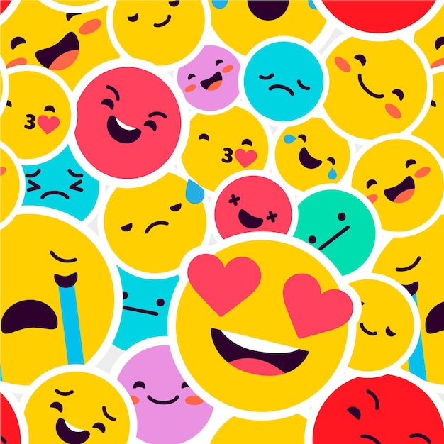 Premium Vector | Colorful smile emoticons pattern