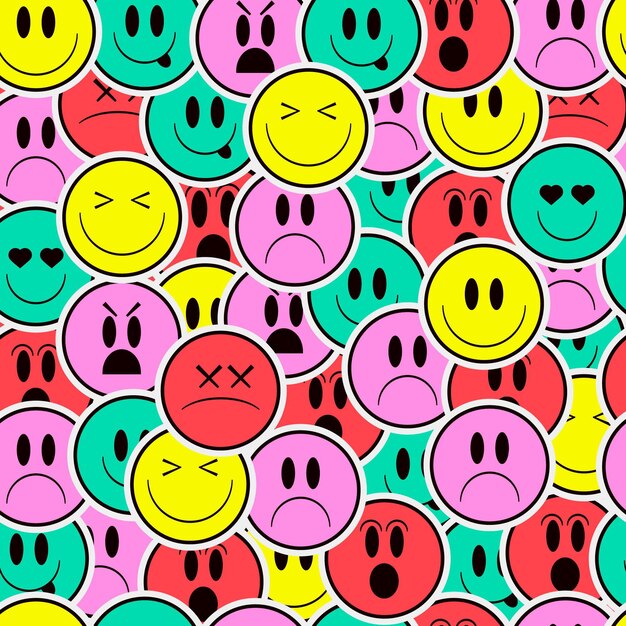 Free Vector | Colorful smile emoticons pattern