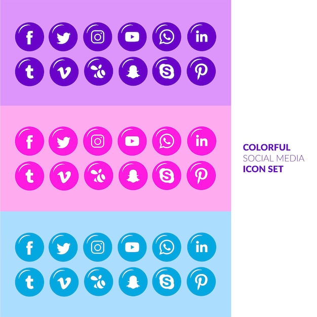 Premium Vector | Colorful social media icon set