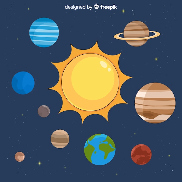 Free Vector | Colorful solar system composition with flat design