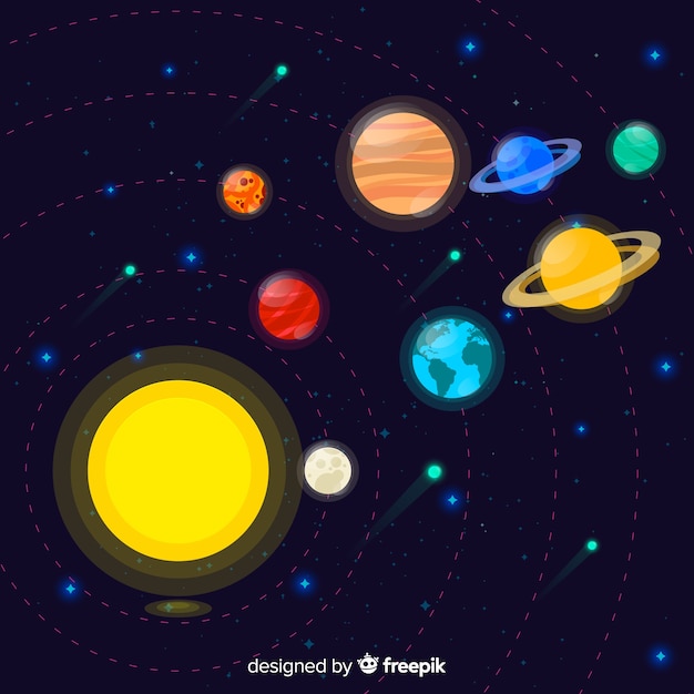 Free Vector | Colorful solar system scheme with flat design