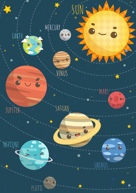 Download Colorful solar system | Premium Vector