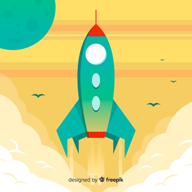 Free Vector Colorful Space Rocket Composition With Flat Design 0362