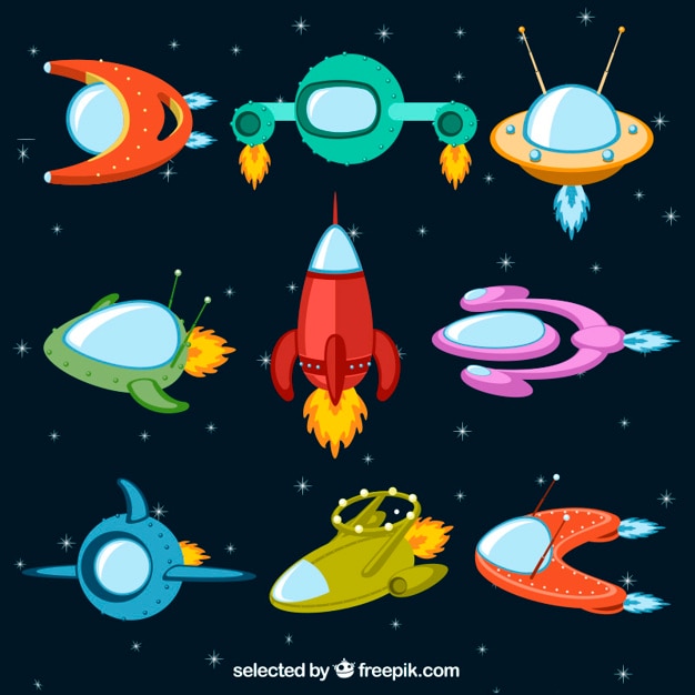 Colorful spaceships  Vector  Free Download