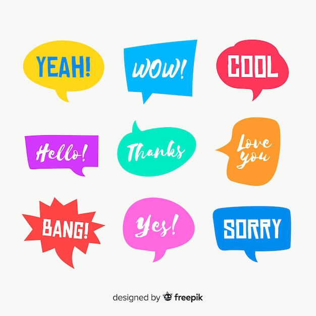 Free Vector Colorful Speech Bubbles With Different Expressions 