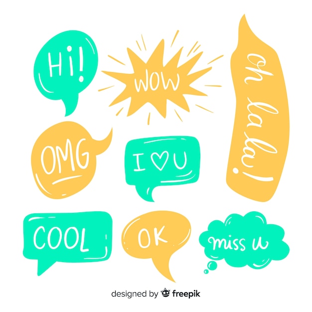 Colorful Speech Bubbles With Different Expressions Vector Free Download 