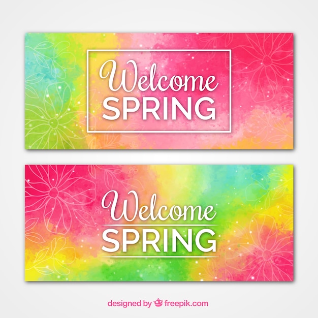 Free Vector | Colorful spring banners