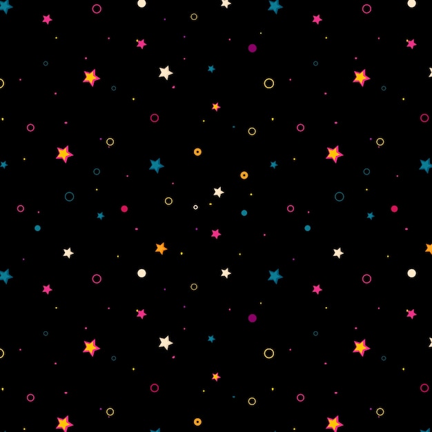 Premium Vector | Colorful stars on black background pattern