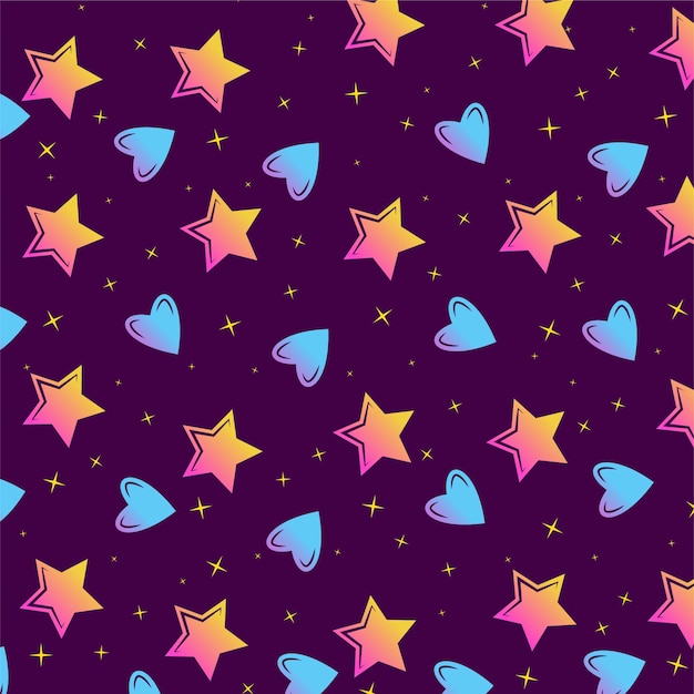 Premium Vector | Colorful stars and hearts seamless vector pattern