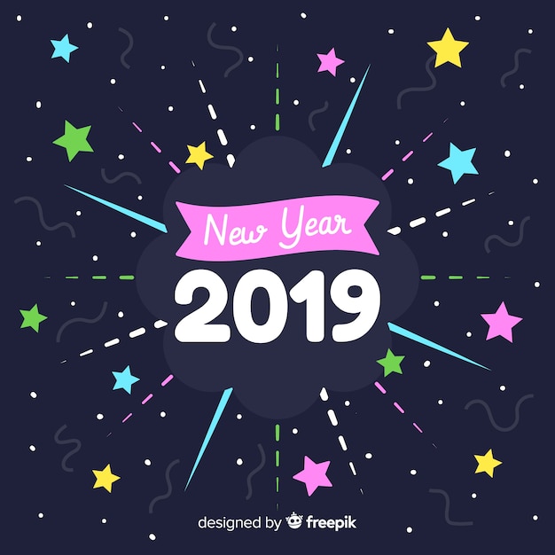 Colorful stars new year background | Free Vector