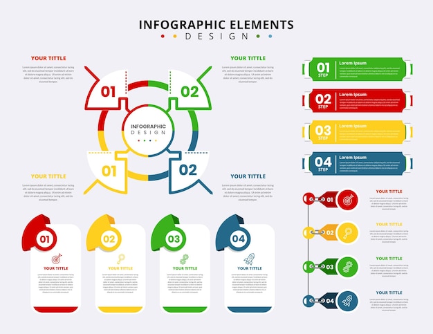 Premium Vector | Colorful steps business infographic element collection