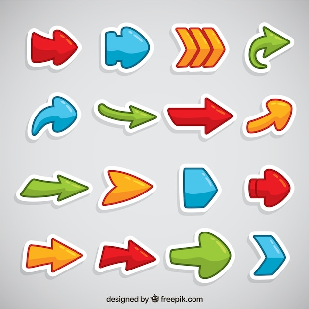 Free Vector | Colorful stickers of flat arrows