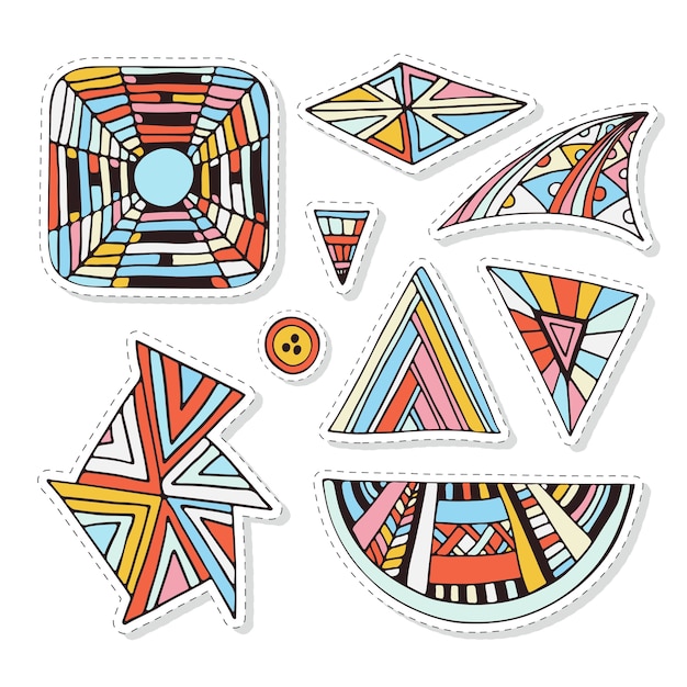 Premium Vector Colorful stickers set. geometrical and ornamental