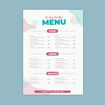 Free Vector | Colorful style restaurant menu