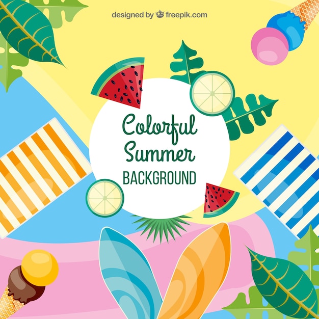 Download Free Vector | Colorful summer background with flat design