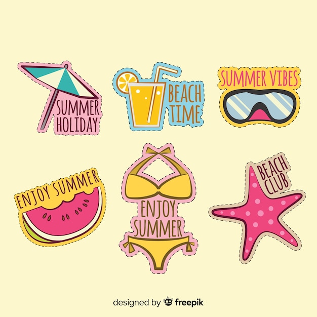 Free Vector | Colorful summer sticker collection