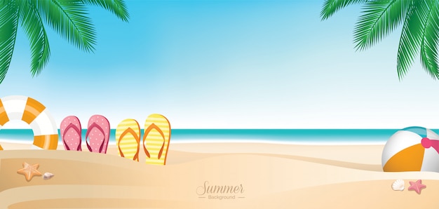 Download Colorful summer vacation beach banner | Premium Vector