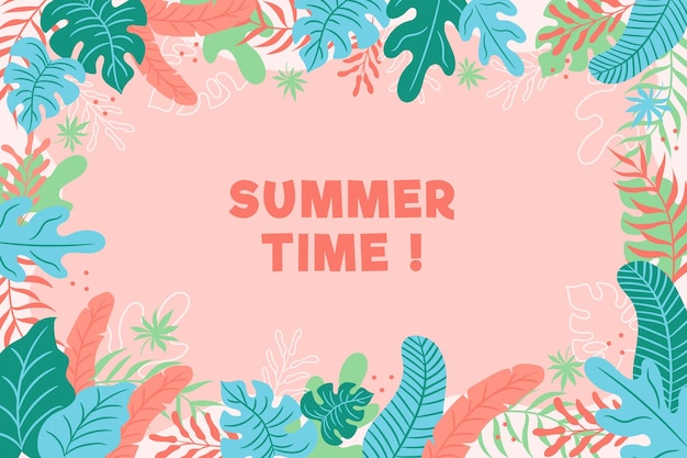 Free Vector | Colorful summer wallpaper with leaves