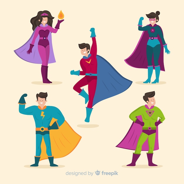 Premium Vector Colorful Super Heroes Illustrations