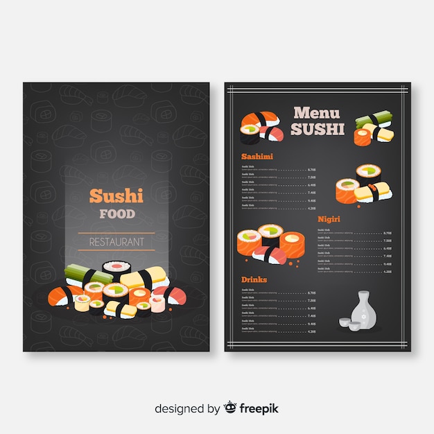 Free Vector | Colorful sushi restaurant menu template