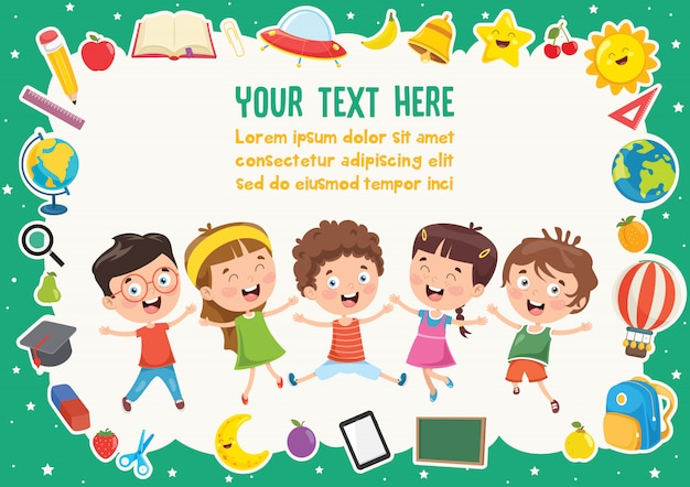 Colorful template with cute children Premium Vector