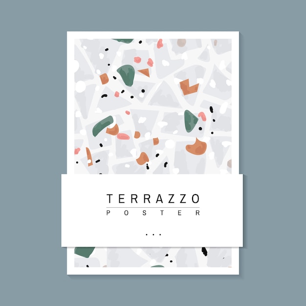 Colorful terrazzo pattern poster vector Free Vector