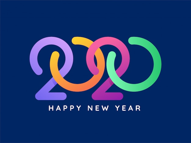 Premium Vector | Colorful text of 2020 on blue for happy new year celebration.