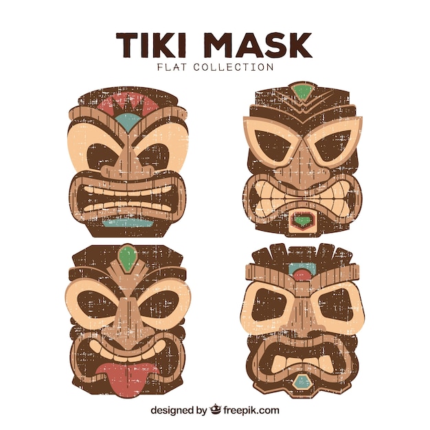 Colorful tiki mask collection | Free Vector