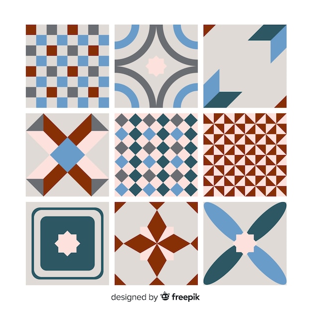 Colorful tile collection with flat design Free Vector