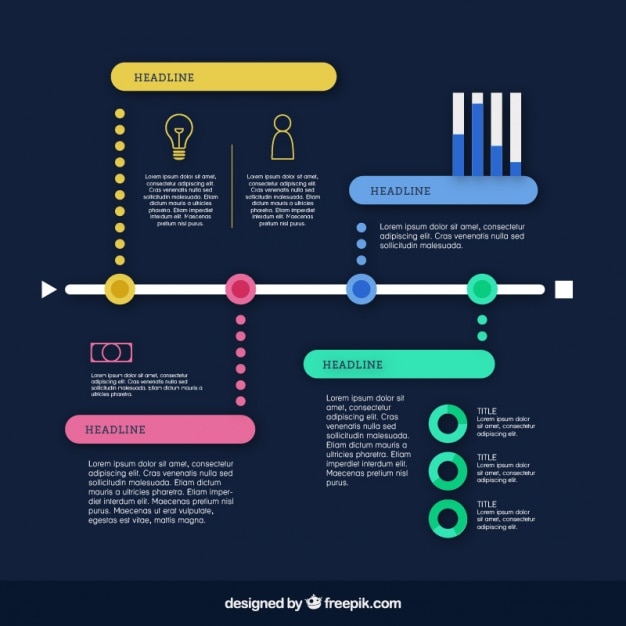 Free Vector | Colorful timeline infographic with four phases