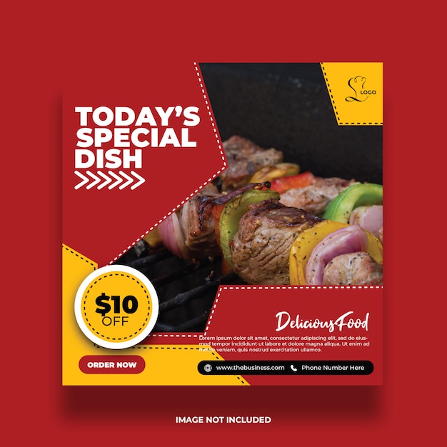 Premium Vector Colorful today's special dish food social media post