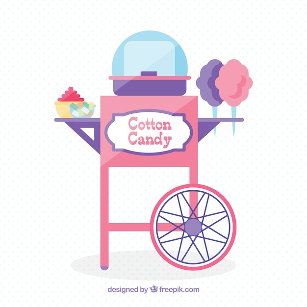 Free Vector Colorful And Traditional Cotton Candy Cart