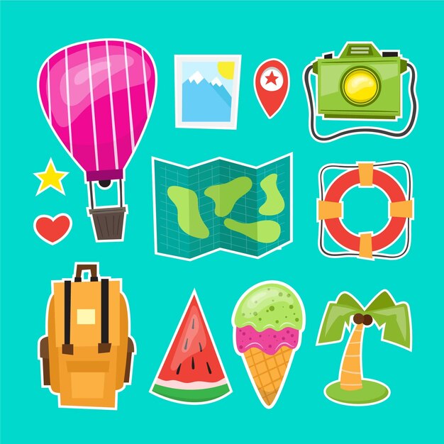 Free Vector | Colorful Travel Element Collection