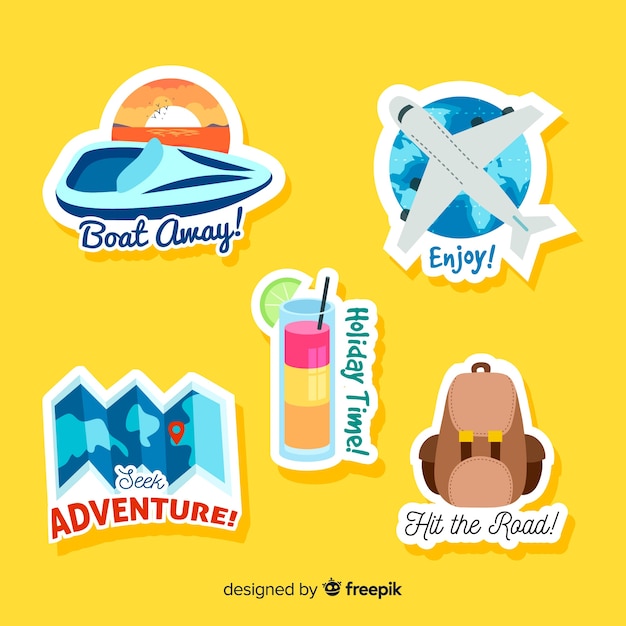 Download Free Colorful Travel Sticker Collection Free Vector Use our free logo maker to create a logo and build your brand. Put your logo on business cards, promotional products, or your website for brand visibility.