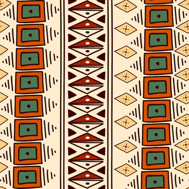 Premium Vector | Colorful tribal hand drawn seamless pattern