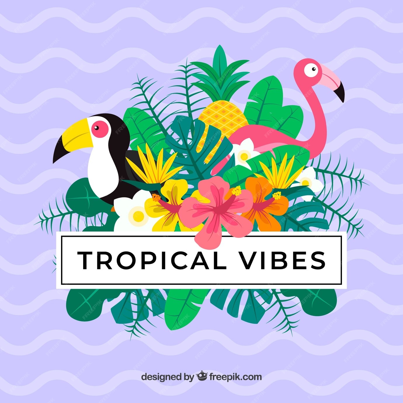 Free Vector | Colorful tropical background with flat design