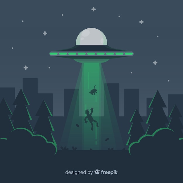 Premium Vector | Colorful ufo abduction concept with flat design