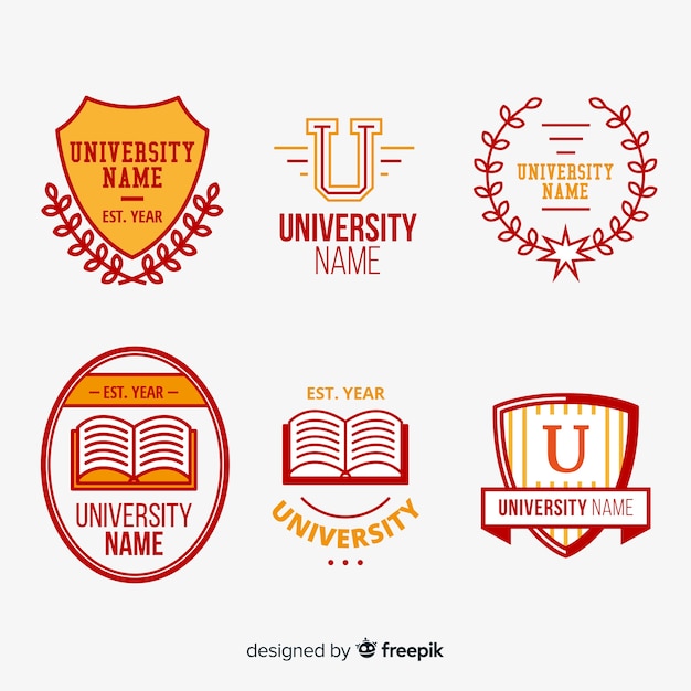 Colorful University Logo Collection With Flat Design Vector 