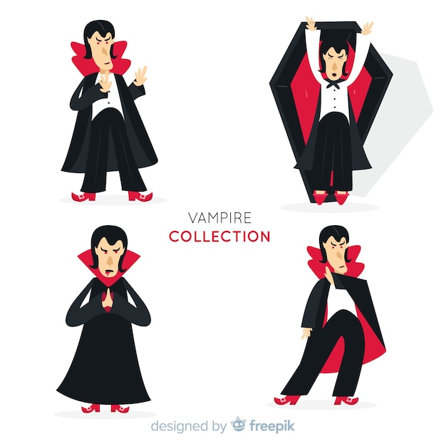 Free Vector | Colorful vampire character collection with flat design