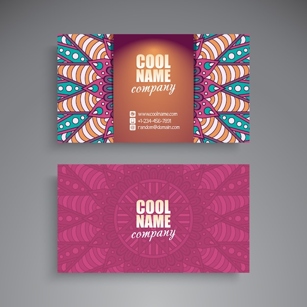 Colorful vintage business card in mandala\
style