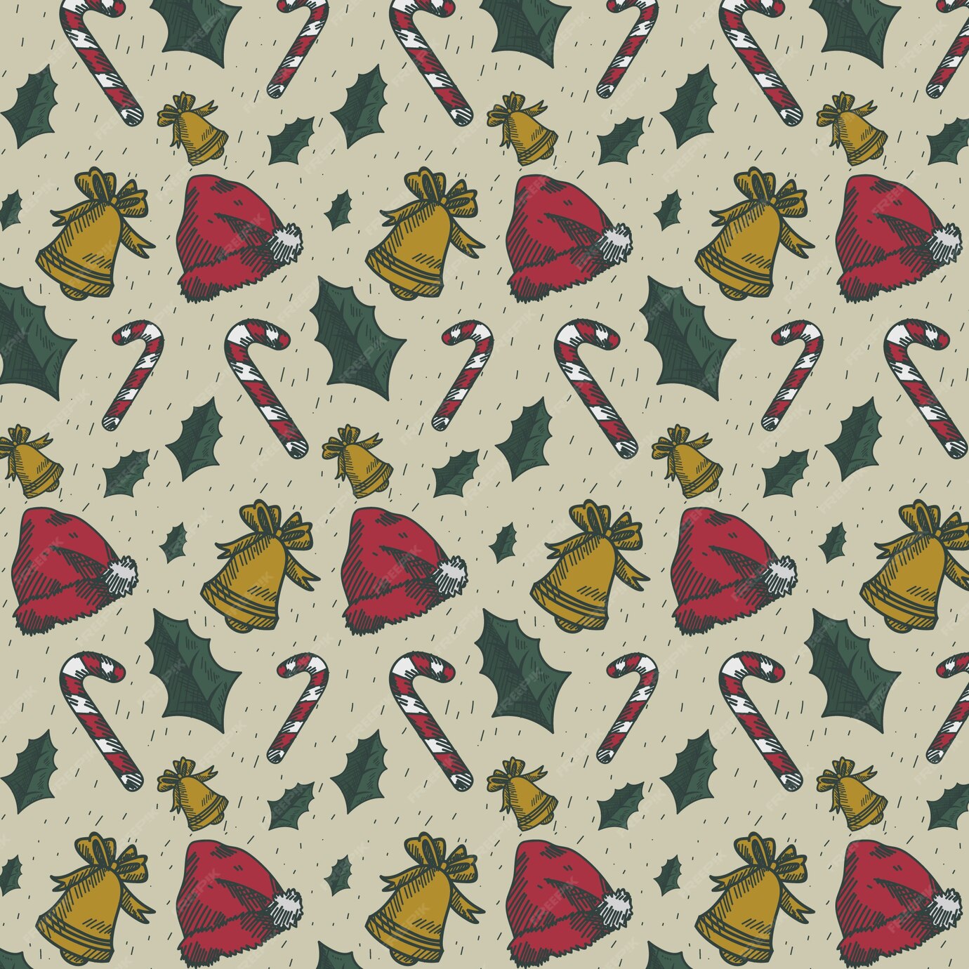 Free Vector Colorful vintage christmas pattern