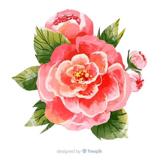 Free Vector | Colorful watercolor coral flower