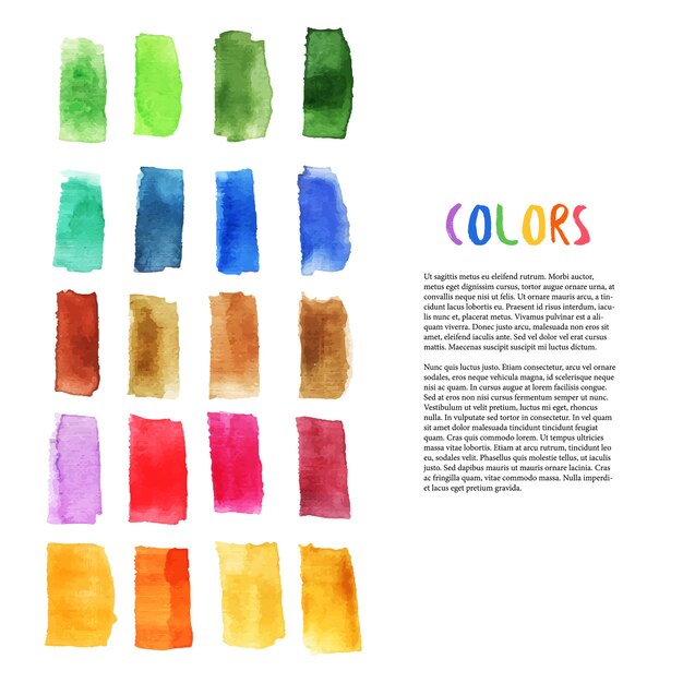 Colorful Watercolor Design Elements With Brush Stroke Elements