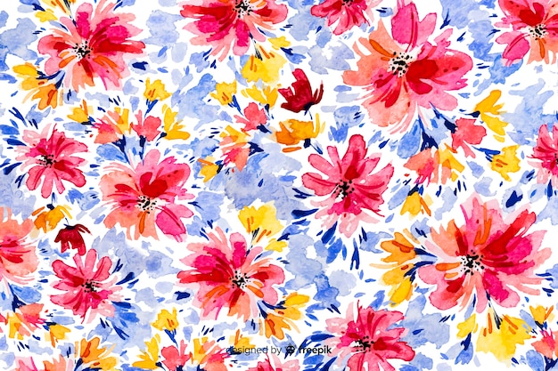 Download Colorful watercolor floral background Vector | Free Download