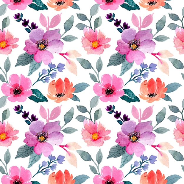 Download Colorful watercolor floral seamless pattern Vector ...